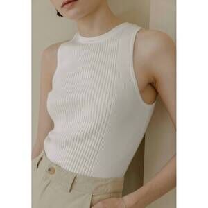 NEW MOD REF ribbed knit tank top in white